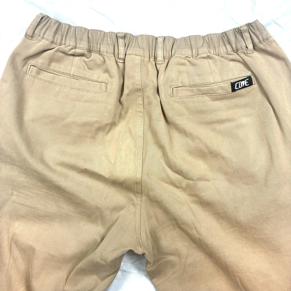 Cove USA Pants Khaki Brown Chino 34 x 27 Elastic Stretch Straight Cut Fades
